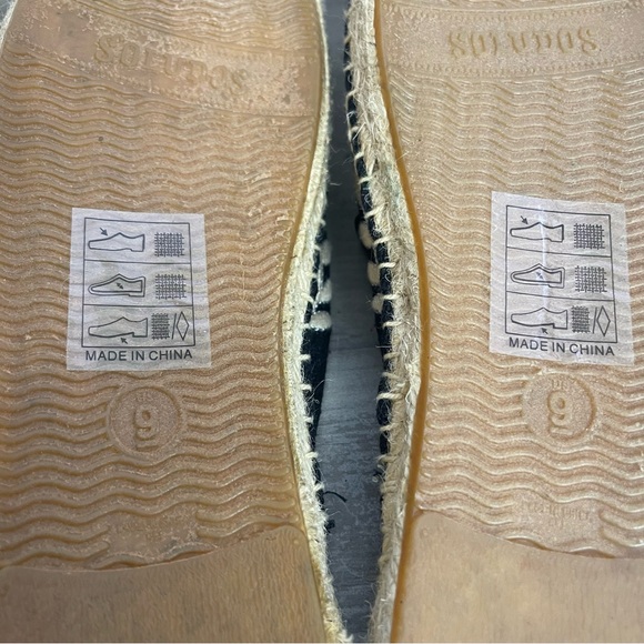 NWT Soludos Women 9 Black Floral Embroidered Boho Slip On Flats Espadrille Mules - Picture 4 of 9